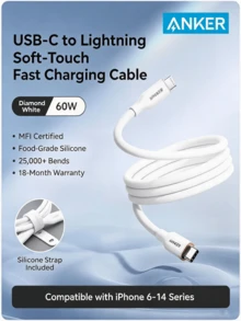 anker Kabel data pengisian cepat bersertifikasi Apple MFi A8662, kompatibel dengan iPhone 16, 15 Pro Max, dan 14. Kabel pengisian cepat port 13C ke Lightning 12, kabel pengisi daya asli. - MultiWarna - View 12