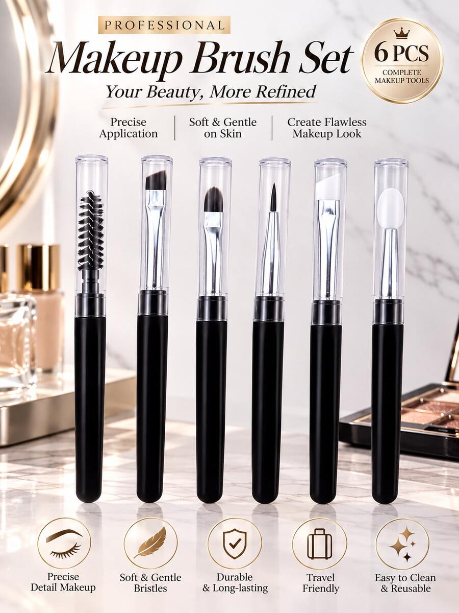 12-Piece Mini Silicone Spiral Makeup Brush Set (For Brows, Lips, And Lashes) - Features A Dual-Ended Design With Soft Bristles For Precise Application; Includes Eyeliner, Lip, And Eyebrow Brushes With A Stylish Look.