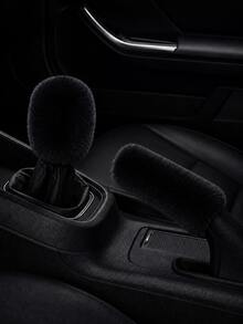 2pcs Artificial Rabbit Fur Car Gear Shift Cover And Handbrake Cover Set, Soft Warm Plush Elastic Car Gear Shift Handbrake Protector, Cute Feminine Car Interior Accessories - A - View 3