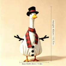 Christmas Porch Goose Outfit Snowman Goose Costume With Hat And Scarf Geese Clothes For Garden Yard Outdoor Lawn Statues - White - View 7