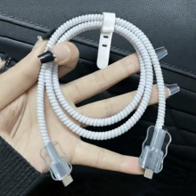1組TPU保護套，極簡風格保護套，耐用ABS材質製成－相容Apple 18W/20W，防斷裂Type-C保護套，保護充電手機線材免受損壞 - 無色 - 查看 3