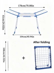 1 Piece Foldable Metal Clothes Drying Rack - Telescopic And Foldable, Space‑Saving, For Hanging Shirts, Pants, Sweaters And All Kinds Of Clothes, Sturdy And Durable, Suitable For Balcony, Living Room And Laundry Room - Multiple Specifications - View 3