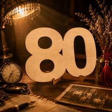 Wooden Number Decor, Birthday Party And Anniversary Props, Signable Wooden Sign, Wooden Greeting Card, Tabletop Decor, Birthday Decoration, Birthday Name And Age - Number 80 - View 3