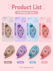 1 buah Pita Perekat Dua Sisi 4 Warna, Pita Perekat Portabel 8m untuk Jurnal dan Scrapbooking - Berbagai gaya - View 3