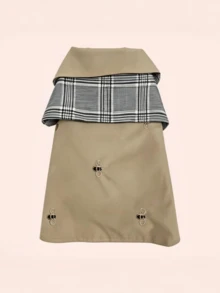 1pc Pet Autumn/Winter Fashion Windproof Cape Coat, Suitable For Dogs, Cats, Teddy, Bichon, Schnauzer And Other Breeds, Gentleman Style Pet Clothes, All-Season Vintage Detective Cape With British Tie And Plaid Design, For Small And Medium Dogs - Brown - View 9