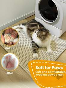 1pc EVA Cat Litter Mat, Double Layer One-Piece Single Opening, Washable Litter Trapping Mat For Indoor Cat Home Use - Grey - View 10