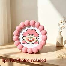 1 pièce Cadre photo rond en résine perlée, cadre photo de bureau rond macaron pastel mignon, convient pour la décoration de la chambre, de la chambre d'enfant, l'anniversaire, Noël, la pendaison de crémaillère et le cadeau d'amitié - Rond - Voir 12