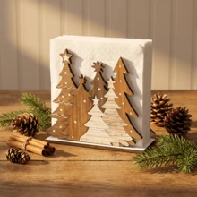 1/5pcs Rustic Wooden Christmas Tree Napkin Holder, Multi Pine Tree Tissue Storage Rack, Christmas Table Decor, Home Decor And Accessories, Winter Holiday Dining Table Desktop Ornament - Multicolor - View 9