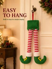 Christmas Elf Leg Hanging Ornament, Plush Stuffed Elf Pants Tree Decor, Fun Christmas Tree Pendant, Suitable For Fireplace, Door, Window, Holiday Party, Home Winter Decoration - Multi-color - View 5