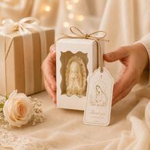 10 Sets Virgin Mary Candle Favor Gift Set, Includes Gift Box And Card, Gold Religious Baptism Party Favors, Suitable For Baby Baptism, First Communion, Church Celebration - White & Gold - View 7