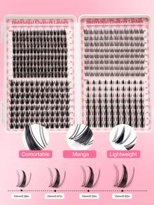 400pcs Spiky False Eyelashes, Large Capacity False Eyelash Book, 3D Super Fluffy Soft Comfortable, High Quality DIY False Eyelash Clusters, D-Curl False Eyelash Clusters Set, 8-16mm DIY False Eyelash Extensions, 4 Styles False Eyelash Clusters, Spiky False Eyelashes, Single False Eyelash Clusters, Suitable For Home Use - View 4