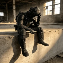 Funny Tired Soldier Sitting Figure - Mini Tactical Figure Collectible Model - Desktop, Display Box, Bookshelf, Windowsill Decoration Gift - Soldier Sitting Pose Figurine - View 11
