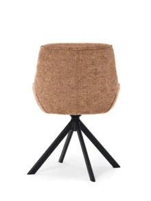 Goeurvant Scandi Swivel Dining Chair With Arms 360° Rotation&Gentle Rocking Function Ergonomic Accent Chair For Living Room&Reading Nook-Set Of 2/4/6-Orange Chenille - Orange Chenille - View 12
