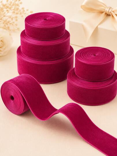 Rich Magenta Pink Velvet Ribbon Roll - Berry Purple Ribbon Roll, Multiple Sizes Available, Suitable For Gift Wrapping, Birthday Gift Packaging, Party Decoration, Luxury Gift Box Packaging, Bouquet Tie And Festival Celebration.