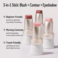 FOMIX Stik Perona Pipi 3-in-1 dengan Kuas Blending Silikon, Stik Perona Pipi Krim, Kontur & Eyeshadow, Warna Lembut yang Dapat Diatur, Hasil Akhir Alami yang Halus, Mudah Dibaurkan, Makeup Wajah Serbaguna Portabel - 02# - View 5