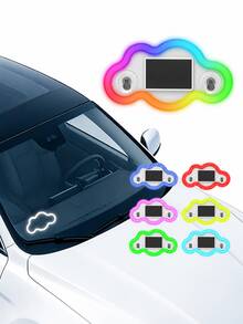 XF.Meraki Solar Powered RGB LED Car Window Neon Light, Bat Cloud Rocket Shape, With Motion Sensor And Suction Cup, 7 Light Modes, 300mAh Romantic Car Interior Decoration, Suitable For Sun Visor, Rear Window And Side Window, Couple Gift - A - View 13