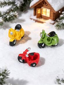 35/15/1pc Mini Red Tricycle And Motorcycle Resin Figurines, Realistic Cartoon Miniature Decor, Exquisite Home Desktop Decoration, Fairy Garden Micro Landscape Scene Arrangement Handmade Decor - A - View 4