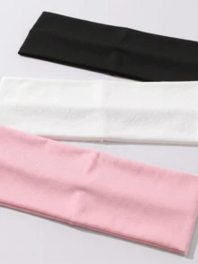 6入女款寬版髮箍，柔軟彈性布料髮帶，波點與純色頭巾，適合瑜珈、運動、健身、日常穿搭、化妝，Y2K風格 - 彩色 - 查看 5