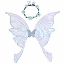 New Adult Gold Foil Phoenix Tail Butterfly Wings Fairy Wings Back Decor Holiday Party COS Costume 2pcs Set,Halloween - Multicolor - View 10