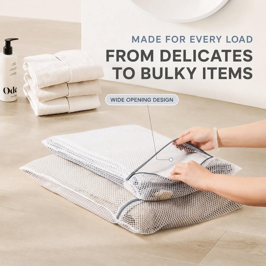 Reusable Zippered Mesh Laundry Bag, Multi-Size Wash Bag, Suitable For Underwear, Sweaters And Clothing, Durable Clothing Protection, Suitable For Washing Machine And Travel - View 1