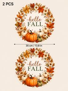 "Hello Fall" Pumpkin & Floral Wreath Round Placemat, Orange Maple Leaf & Daisy Pattern, Rustic Farmhouse Style Printed Table Mat, Suitable For Kitchen Dining Table, Thanksgiving Harvest Gathering And Autumn Home Decor - Multicolor - View 11