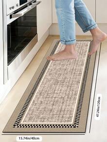 1pc Retro Chessboard Border Pattern Kitchen Mat, 3.5 Mm Soft Rubber That Absorbs Water And Is Easy To Clean. Suitable For Corridors, Bathrooms, Living Rooms, Outdoor Door Mats, And Toilets. Useable Throughout The Year And For Various Holidays. - Multicolor - View 17