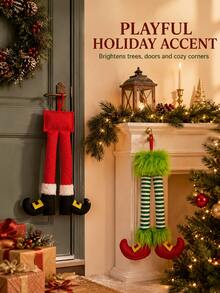Christmas Elf Leg Hanging Ornament, Plush Stuffed Elf Pants Tree Decor, Fun Christmas Tree Pendant, Suitable For Fireplace, Door, Window, Holiday Party, Home Winter Decoration - Multi-color - View 6