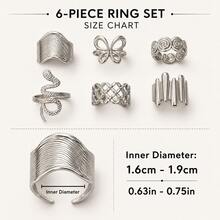 304 Stainless Steel Hollow Butterfly Multi-Style Combination Ring Set - Butterfly 6-piece Set - View 3