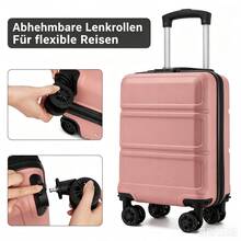 15-Zoll Kabinenkoffer 40x30x20 cm als Unter-dem-Sitz-Gepäck aus ABS/PC Hartschale, 4 abnehmbare innenliegende 360°-Räder mit 3-stelligem Schloss, leicht unisex für Solo-, Wochenend-, Städte- und Geschäftsreisen - Korallenrosa + Schwarz - Übersicht 1