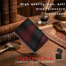 1pc 2D High-Definition Printed Creative Metal Black Lighter Case, Anti-Collision & Pressure-Resistant Lightweight Design, High-Precision Texture Printing, Classic Red & Black Striped Pattern, Suitable For Men's Gift Or Personal Use, Showcases Personalized & Taste (Case Only) - D-Mixed Color - View 2