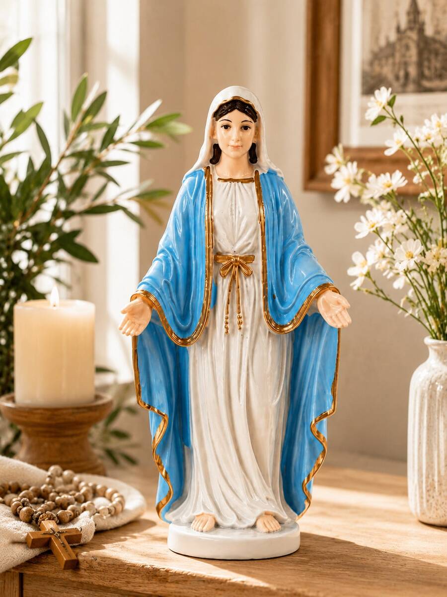1件優雅樹脂聖母瑪利亞雕像,天主教居家裝飾,適用於客廳、祈禱角落、書架與花園,信仰啟發宗教裝飾,送給女性的有意義禮物,入厝裝飾 - 多款 - 查看 1