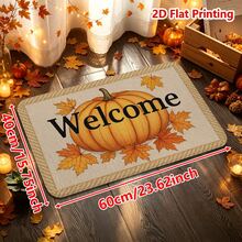 1/2pcs Autumn Door Mat, Flannel Door Mat With Pumpkin And Maple Leaf Pattern, Welcome Doormat, Non-Slip, Absorbent, Machine Washable, Multi-Functional For Entrance, Living Room, Kitchen, Bathroom, Hallway, Thanksgiving Decor Carpet - Multicolor - View 13