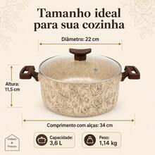 Caçarola Antiaderente Floral Coisas & Trecos 20, 22 ou 24 cm Tampa de Vidro - Visão 11