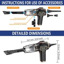 SOKANY Portable Car Vacuum Cleaner, 2-In-1 Blower And Suction, 45,000 Rpm Powerful Suction, Type-C Fast Charging (1500mAh*2), With Multiple Accessories, Suitable For Various Scenarios, Essential Tool For Daily Cleaning - Cordless - View 2