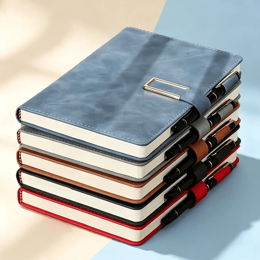 2 Pieces Set (1 Notebook+1 Pen),A5 Vintage Leather Buckle Notebook, 200 Pages, Thick And Durable Business And Office Note Diary, Suitable For Office And Study, Highly Attractive High-End Holiday Gift School Supplies - 5A - View 1