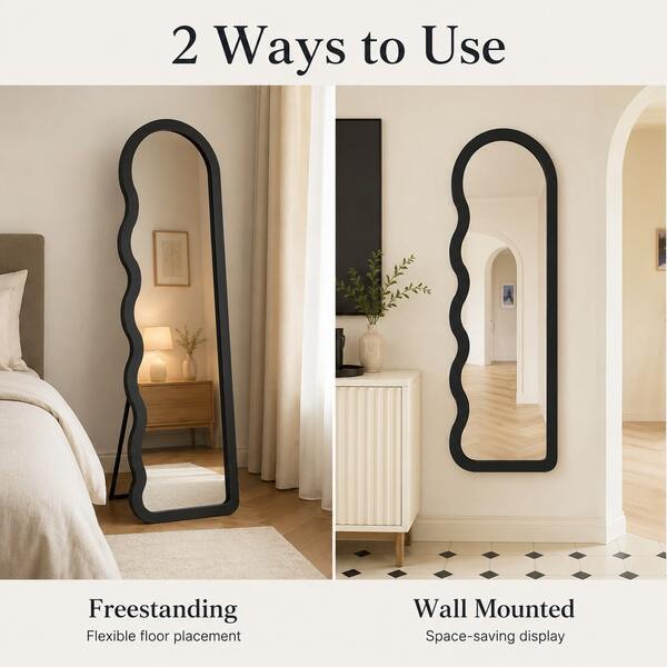 Arch Wavy‑Edge Full‑Body Mirror, 160*60cm,Random Color, Freestanding & Wall‑Mounted Dressing Mirror, Large Standing Makeup Mirror For Bedroom Living Room Home Decor