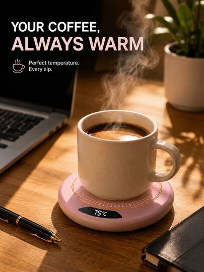 1pc Electric Coffee Mug Warmer - 3 Temperature Settings, Auto Shut Off, USB Heating Pad For Beverages, Milk, Tea & Hot Chocolate