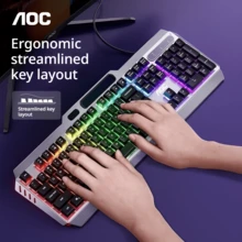 AOC KM410 Wired Gaming Keyboard And Mouse Set, Mechanical Feel, 104 Keys, Office Computer Keyboard Set, Metal Panel, Ergonomic Design - View 10