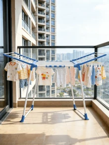 1 Piece Foldable Metal Clothes Drying Rack - Telescopic And Foldable, Space‑Saving, For Hanging Shirts, Pants, Sweaters And All Kinds Of Clothes, Sturdy And Durable, Suitable For Balcony, Living Room And Laundry Room - Multiple Specifications - View 6
