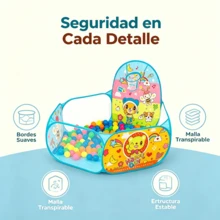Piscina de bolas grande para niños con temática familiar, plegable, con valla, adecuada para niños y niñas, con diseño de abeja (sin bolas) - Azul Cadete - Ver 4