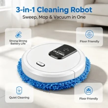 Robot Penyedot Debu 3-in-1 - Robot Pembersih Senyap dengan Kabut Pelembap/Daya Hisap Kuat/Baterai Kapasitas Besar, Putih - MultiWarna - View 2