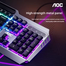 AOC KM410 Wired Gaming Keyboard And Mouse Set, Mechanical Feel, 104 Keys, Office Computer Keyboard Set, Metal Panel, Ergonomic Design - View 11