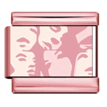 1pc Pink Theme Italian Charm, Stainless Steel Module Link Charm, Y2K Girly Print DIY Bracelet Jewelry Finding - All-pink - View 19