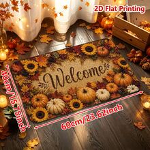 1/2pcs Autumn Door Mat, Thanksgiving Theme Flannel Door Mat, Soft Comfortable Absorbent Non-Slip Machine Washable, Multi-Functional Home Entrance Carpet Kitchen Bathroom Hallway Mat, Decorative Sunflower Pumpkin Maple Leaf Pattern, Suitable For Living Room Bedroom Patio Laundry Room Holiday Decor - Multicolor - View 11