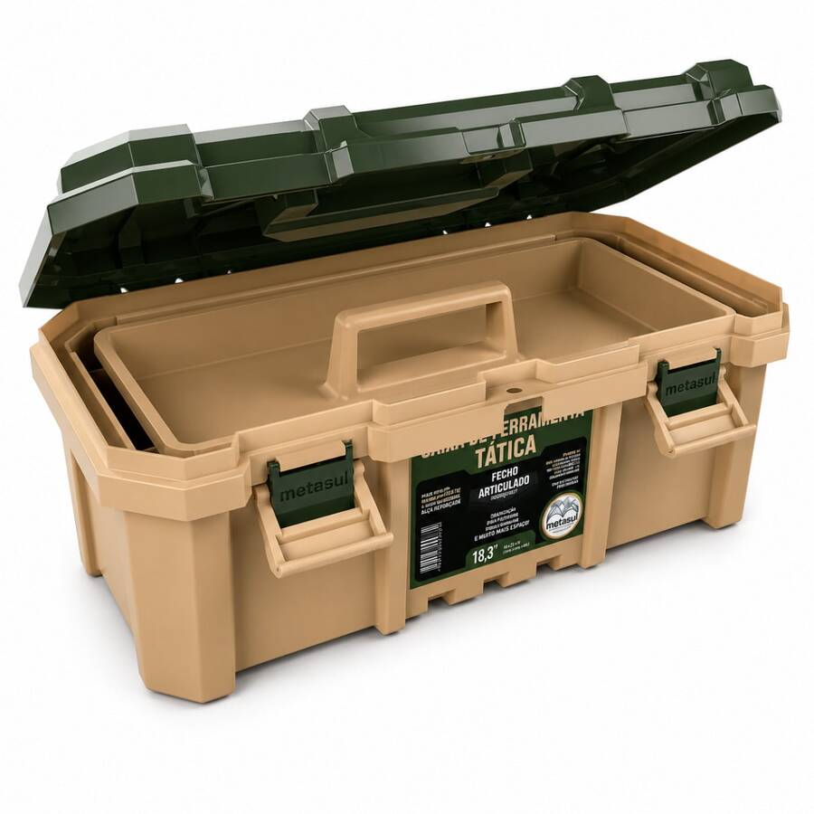 Caixa de Ferramentas Grande 18,3" Metasul Original Reforçada Maleta para Ferramentas e Pesca - A - Visão 1