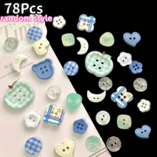 11/19/26/31/39/48/51/63/78/86/94/107/126Pcs Pink Blue Button Set - Random Pattern Colors Soft Blue, Heart, Floral, Sphere Shaped Light Blue/Sky Blue/White - Suitable For Sewing, Knitting, Handmade DIY - Durable Plastic Fabric Fasteners - Essential For Beginners And Professionals, Decorative Buttons, Textured Surface (Random Styles) - Multicolor - View 18