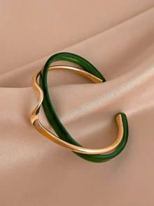 1pc Water Wave Stacked Bay Pattern Open Fashion Bracelet, Simple And Gentle, Suitable For Daily Commuting, Light Date, Afternoon Tea Party - White - View 15