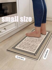 1pc Retro Chessboard Border Pattern Kitchen Mat, 3.5 Mm Soft Rubber That Absorbs Water And Is Easy To Clean. Suitable For Corridors, Bathrooms, Living Rooms, Outdoor Door Mats, And Toilets. Useable Throughout The Year And For Various Holidays. - Multicolor - View 14