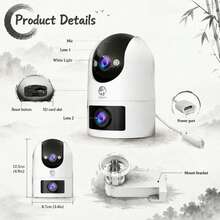 JOOAN CAM720 APP, Home Security Camera, Dual-Band WiFi Outdoor Monitoring Camera, 4MP Dual Lens, Smart Auto Tracking, Day And Night Full Color Night Vision, Two-Way Audio Intercom, Home Security Choice - Black and White - View 2