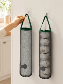 Hanging Breathable Mesh Produce Storage Bags, Reusable Vegetable Fruit Organizer Pouch, Onion Garlic Potato Hanging Net Bag, Space Saving Kitchen Wall Hanging Food Storage Sack - Multicolor - View 5